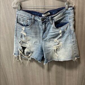 Cello Light Blue Ripped Jean Shorts
